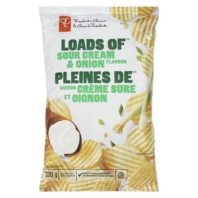 President's Choice Loads of Sour Cream & Onion Rippled Potato Chips 200 g, $1.90/100g