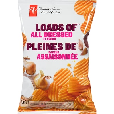 President's Choice Loads Of All Dressed Rippled Potato Chips 200 g, $1.65/100g