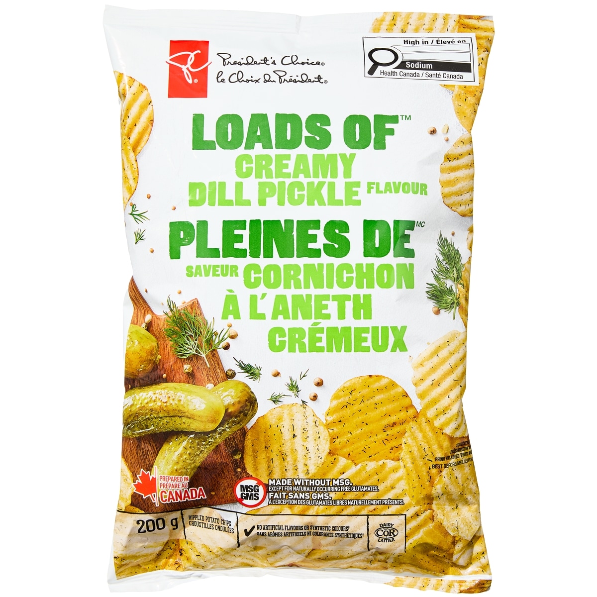 President's Choice Loads Of Creamy Dill Pickle Rippled Potato Chips