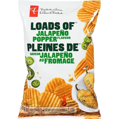 President's Choice Loads off Jalapeño Popper Flavour Rippled Potato Chips 200 g, $1.75/100g