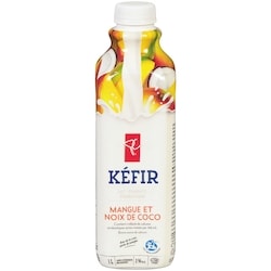 le Choix du Président Kéfir, lait fermenté probiotique 1 % M.G., mangue et noix de coco 1 l, 0,65 $/100ml