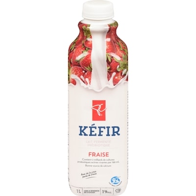 le Choix du Président Kéfir, lait fermenté probiotique 1 % M.G., fraise 1 l, 0,65 $/100ml
