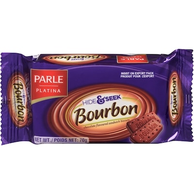 Parle Chocolate Flavoured Sandwich Biscuits Bourbon 75 g, $1.99/100g