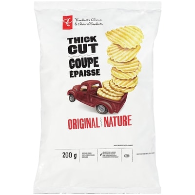 President's Choice Original Thick Cut Rippled Potato Chips  200 g, $1.50/100g