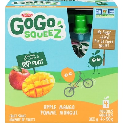 GoGo Squeez Collation aux fruits pomme et mangue 90 g, 1,25 $/100g