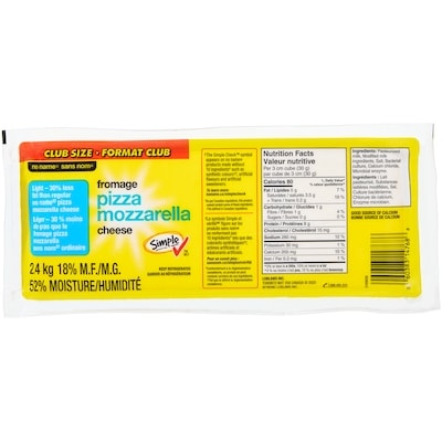 No Name Light Pizza Mozzarella Cheese Club Size 2.4 kg, $1.46/100g