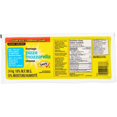 Sans Nom Fromage pizza mozzarella léger, format club 2.4 kg, 1,46 $/100g