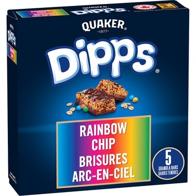 Quaker Dipps Granola Bars – Rainbow Chip 150 g, $3.00/100g