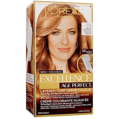 L’Oréal Colorant capillaire Excellence Age Perfect 7G blond foncé doré doux 1 ea, 13,11 $/1ch