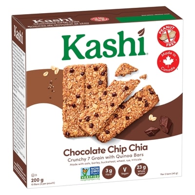 Kashi Crunchy 7 Grain With Quinoa Bars Chocolate Chip Chia, 200 g, 10 Crunchy Bars (2 Per Pouch) 200 g, $2.00/100g