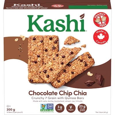 Kashi 7 Grain with Quinoa Crunchy Bars, Chocolate Chip Chia 10 Bars 200 g, $2.75/100g