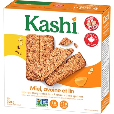 Kashi Sept céréales entières avec quinoa barres croquantes, Miel avoine et lin 10 barres 200 g, 2,50 $/100g