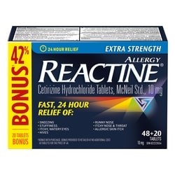Reactine Extra Strength 68 ea, $0.50/1ea