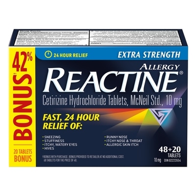 Reactine Extra Strength 68 ea, $0.49/1ea