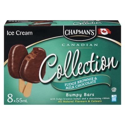 Chapmans Canadian Collection Fudge Brownie & Milk Chocolate Ice Cream Bar 8x55.0 ml, $1.43/100ml