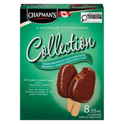 Chapman’s Collection canadienne barre de crème glacée brownie au fudge et chocolat au lait 8x55.0 ml, 1,14 $/100ml