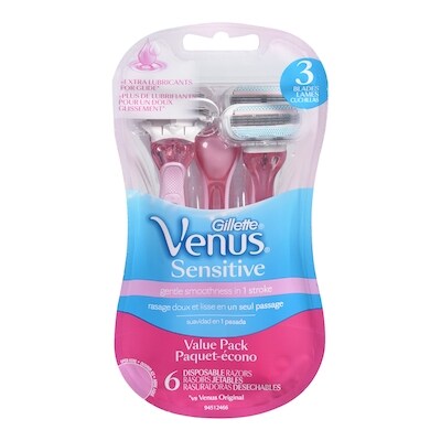 Gillette Rasoir jetable pour femmes Sensible, 6 unités 6 ea, 3,50 $/1ch