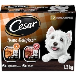 Cesar Home Delights Adult Wet Dog Food Beef Stew & Hearty Chicken and Noodle Dinner in Sauce Variety Pack 1.2 kg, $1.83/100g