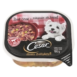 Cesar Nourriture humide pour chiens HOME DELIGHTS ragoût de bœuf, barquette 100 g, 1,99 $/100g