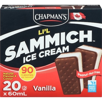 Chapmans Li'L Ice Cream Sammich Vanilla 20x60.0 ml, $0.67/100ml