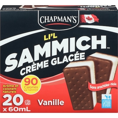 Chapman’s Li'l Sammich crème glacée vanille 20x60.0 ml, 0,67 $/100ml