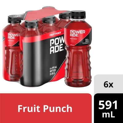 Powerade Sports Drink Fruit Punch Bottles 6x591.0 ml, $0.22/100ml