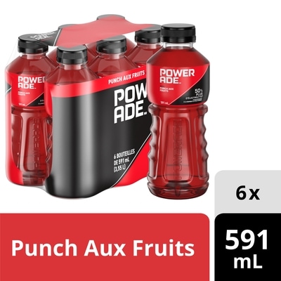 Powerade Sports Drink Punch aux Fruits Bouteilles 6x591.0 ml, 0,23 $/100ml