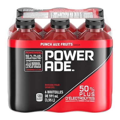 Powerade Sports Drink Punch aux Fruits Bouteilles 6x591.0 ml, 0,21 $/100ml
