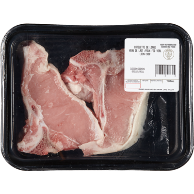 null Milk-Fed Veal Loin Chops, Service Case $49.36/1kg $22.40/1lb