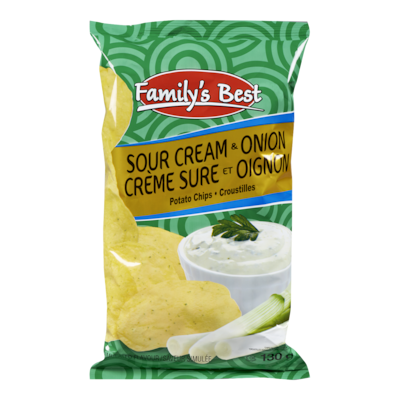 Family's Best Potato Chips, Sour Cream & Onion 130 g, $1.22/100g