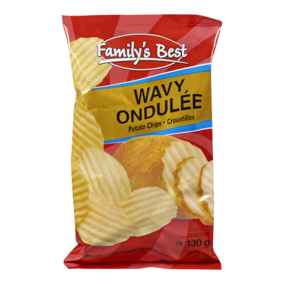 Family's Best Wavy Potato Chips 130 g, $1.22/100g