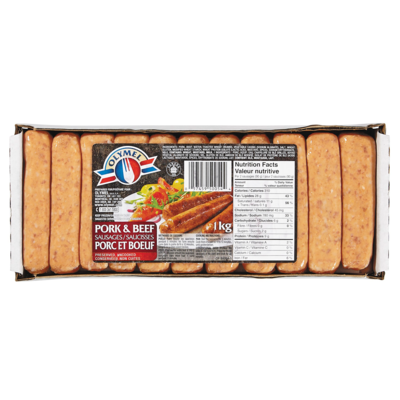 Olymel Saucisses porc et bœuf 9,90 $/1kg 4,49 $/1lb
