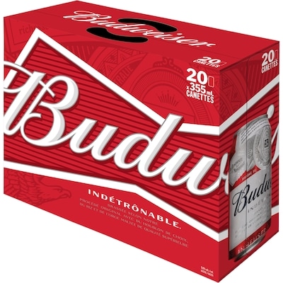 Budweiser Budweiser, canettes (Pièce d’identité requise au moment du ramassage) 20x355.0 ml, 0,47 $/100ml
