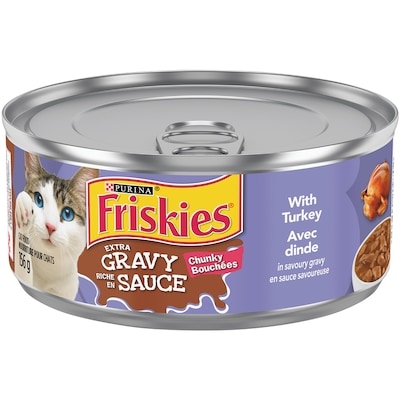 Purina (MD) Friskies(MD) Riche en Sauce Bouchées avec Dinde en Sauce Savoureuse Nourriture pour Chats Bôite  156 g, 0,64 $/100g