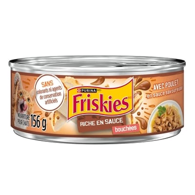 Purina (MD) Friskies(MD) Riche en Sauce Bouchées avec Poulet en Sauce Savoureuse Nourriture pour Chats Bôite 156 g, 0,83 $/100g