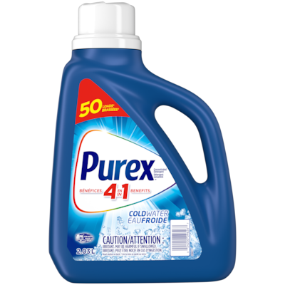 Purex Détergent à lessive liquide concentre, eau froide, 50 brassées 2.03 l, 0,30 $/100ml