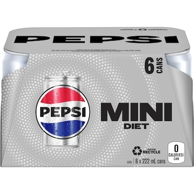 Pepsi Diet Soda 6x222.0 ml, $0.40/100ml