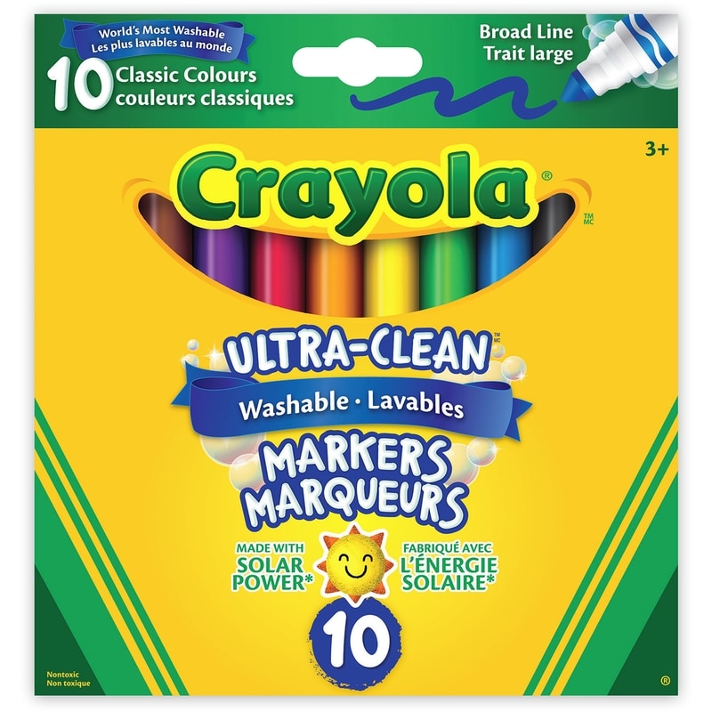 Ultra Clean™ Washable Broad Line Markers, 10 Classic Colours.