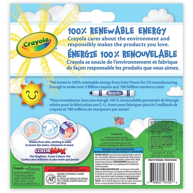 Ultra Clean™ Washable Broad Line Markers, 10 Classic Colours.