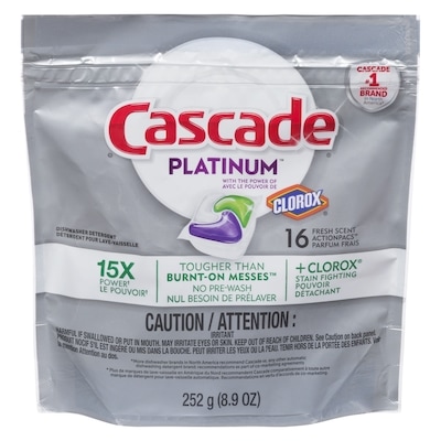 Cascade Platinum Action Pacs with Clorox, Fresh Scent 16 ea, $0.69/1ea