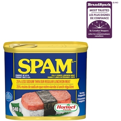 Spam Less Sodium 25% Less Sodium Than Our Regular Luncheon Meat 340 g, $1.47/100g