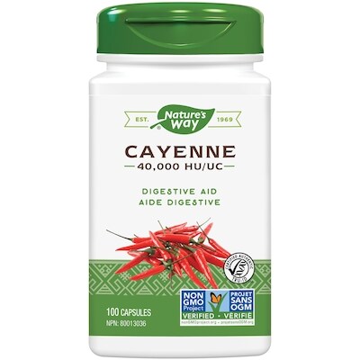 Nature’s Way Piment de Cayenne en capsules 100 ea, 0,14 $/1ch