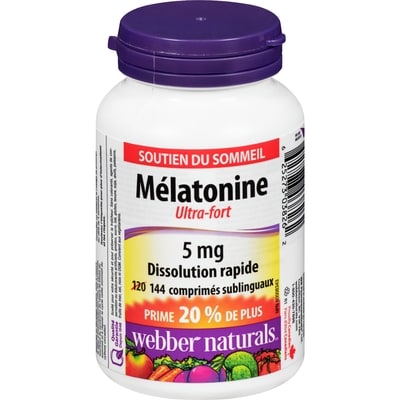 Webber Naturals Capsules de mélatonine extra-fort 5 mg 144 ea, 0,09 $/1ch