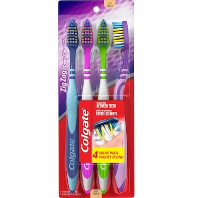 Colgate Zig Zag Deep Clean Soft Toothbrush With Soft Bristles 4 ea, $2.50/1ea