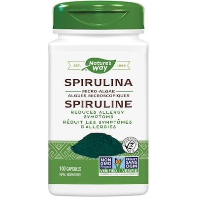 Nature’s Way Spiruline en capsules 100 ea, 0,19 $/1ch