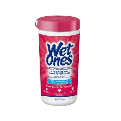Wet Ones Serviettes antibactériennes pour les mains, serviettes préhumectées au parfum frais 40 ea, 5,29 $/1ch