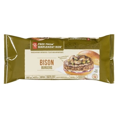 President's Choice Free From Bison Burgers 512 g, $3.91/100g