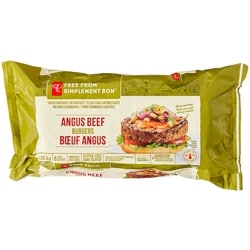 President's Choice Free From Angus Beef Burger 1.02 kg, $2.45/100g
