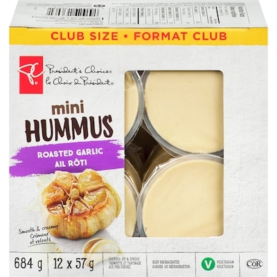 President's Choice Mini Roasted Garlic Hummus Chickpea Dip And Spread 12x57.0 g, $1.75/100g