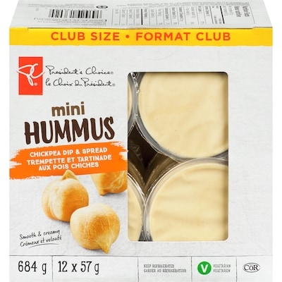 President's Choice Mini Hummus Chickpea Dip And Spread 12x57.0 g, $1.32/100g